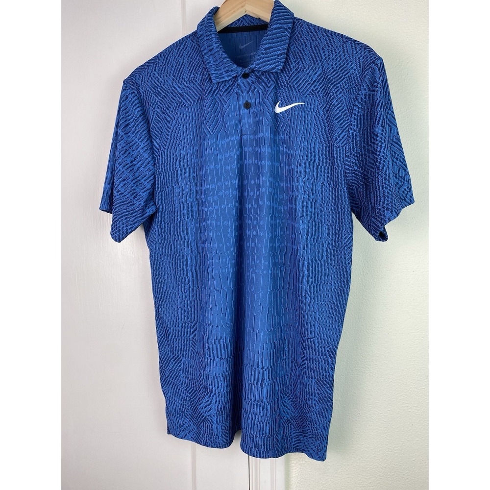 Nike Dri-Fit ADV FD5731-402 Men M Blue Textured Short Sleeve Athletic Polo Shirt